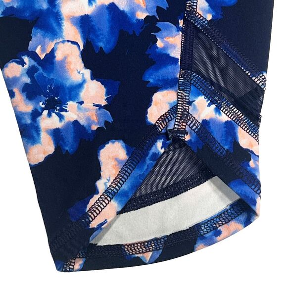 Old Navy Active Workout Leggings Blue Floral Pattern Women's Size XL - Picture 5 of 9